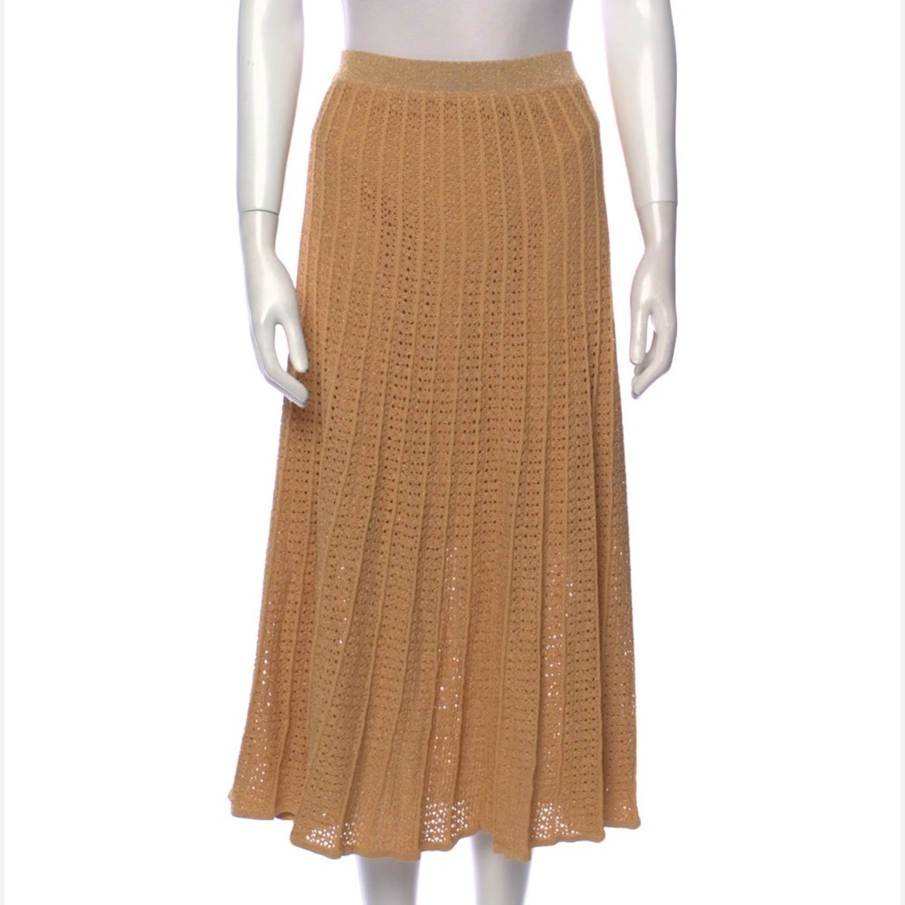 Sandro metallic gold knot midi skirt